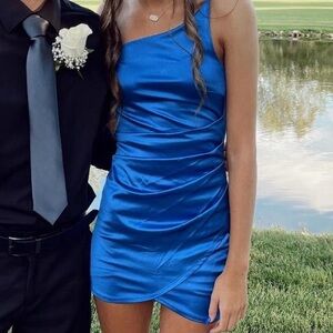 Elegant Blue One Shoulder Dress